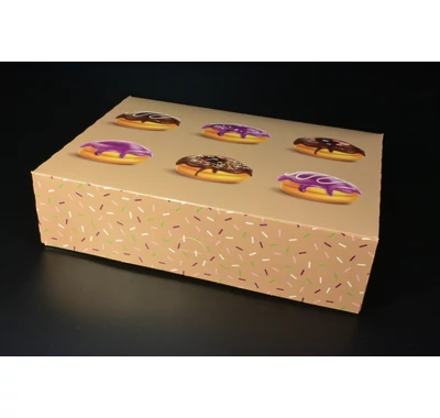 Fánk mintás papír süteményes doboz 31x22x8 cm