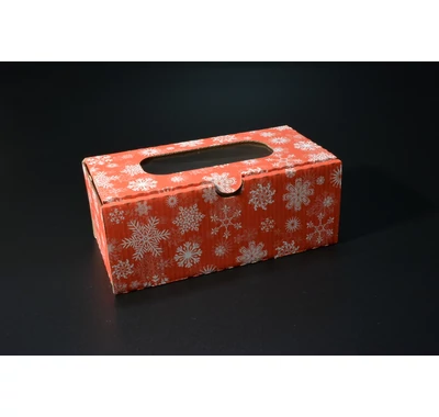 Süteményes karácsonyi egybenfedeles ablakos papírdoboz 10x20x8 cm