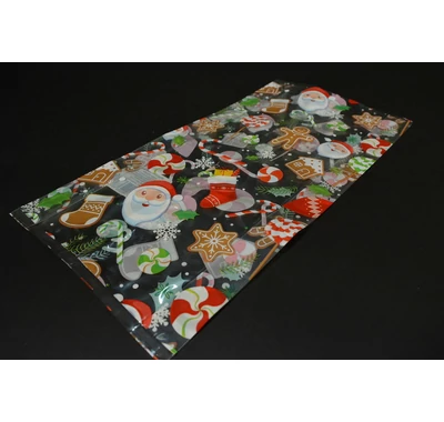 Oldalredős karácsonyi celofán zacskó 20x40x3x3 cm