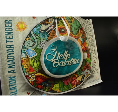 Hello Balaton mintás ökotáska – nagy teherbírású, nyári strandtáska