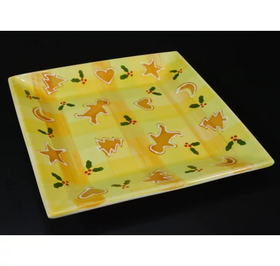 karácsonyi mintás süteményes tál 20x20 cm