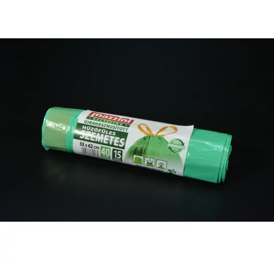 Húzófüles szemetes zsák 40l 55x62cm 15db Mazzini