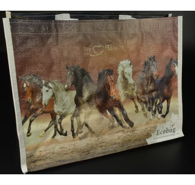 Bevásárló táska ökotáska  lovakkal 38x30x17 cm