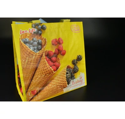 Bevásárló táska Öko táska fagyi mintás 30x30x18  cm dupla füles