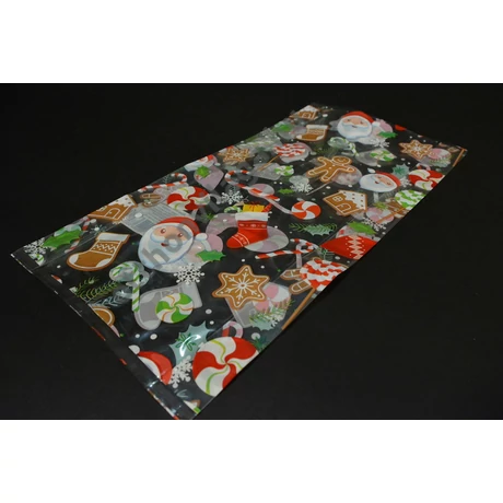 Oldalredős karácsonyi celofán zacskó 20x40x3x3 cm