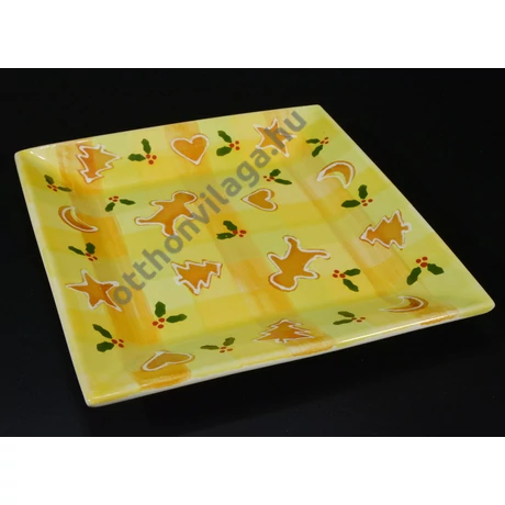 karácsonyi mintás süteményes tál 20x20 cm