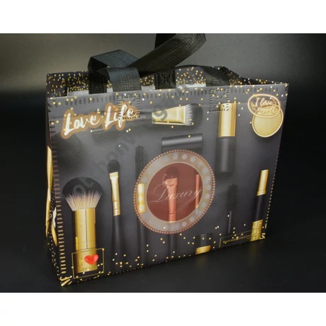 Bevásárló táska Luxury  Life  fekete arany elegáns női bevásárló táska 30x24x14 cm 